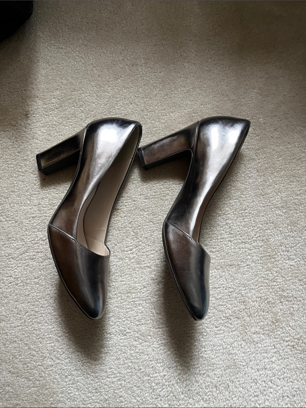 Cole Haan Metallic Silver Block Heel Pumps size 8 - Picture 4 of 6
